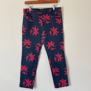 Banana Republic Women’s Stretch Denim Navy w/Red Flowers Pants Sloan Fit Size 8